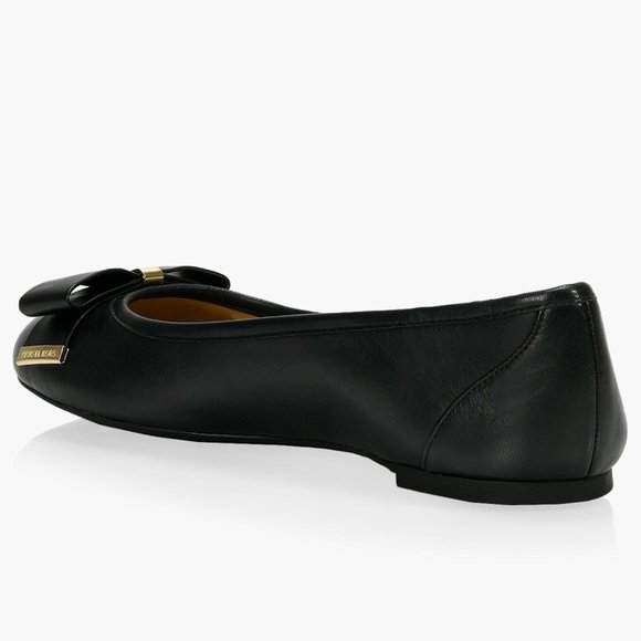 Black Leather Ballerina Flat Shoes Michael Kors Kiera Ballet - Picture 3 of 7